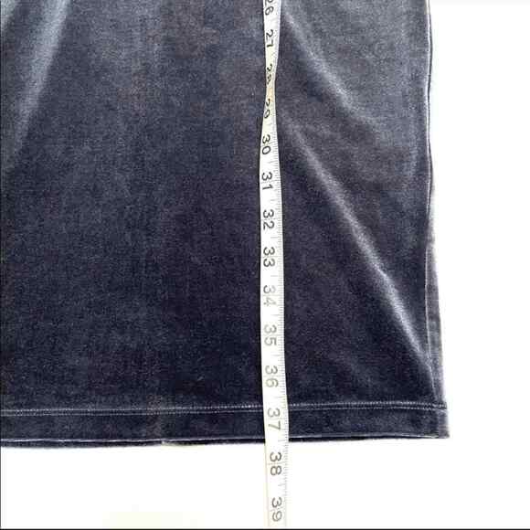 French Connection Viven Blue Velvet & Black Mesh Knee Length Dress - Picture 8 of 11